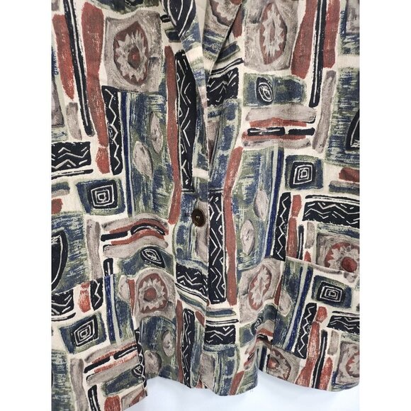 Vintage Summit Hill Womens Blazer Jacket Size 16 Tapestry Print One Button 90s - Picture 2 of 9